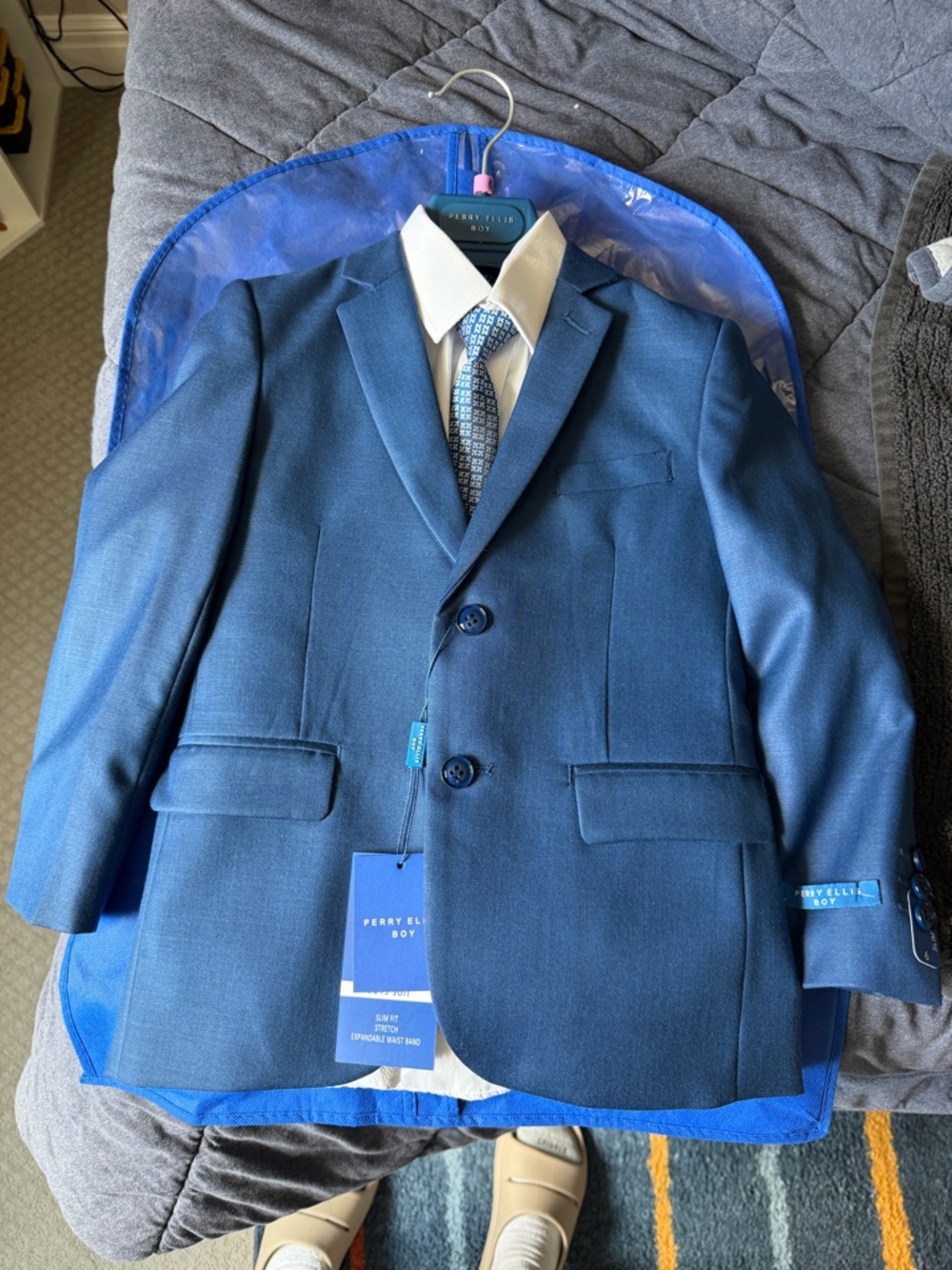 Perry Ellis Boy Blue Suit Set - Picture 2 of 3